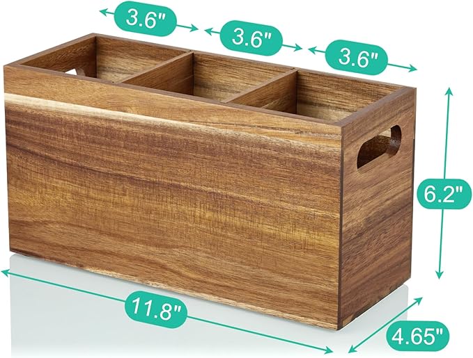 ALELION Acacia Wood Utensil Holder Organizer - Image 7