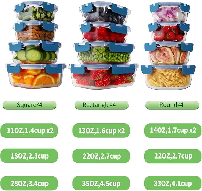 HOMBERKING 24pc Glass Food Storage Containers - Image 3