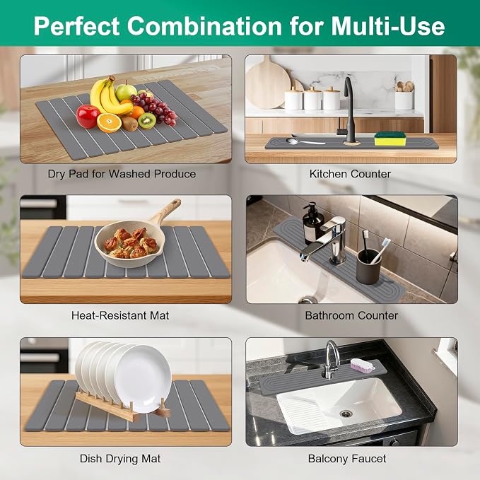 Stone Drying Mat for Kitchen Counter, Diatomaceous Earth Quick Dry Stone Mats - Image 6