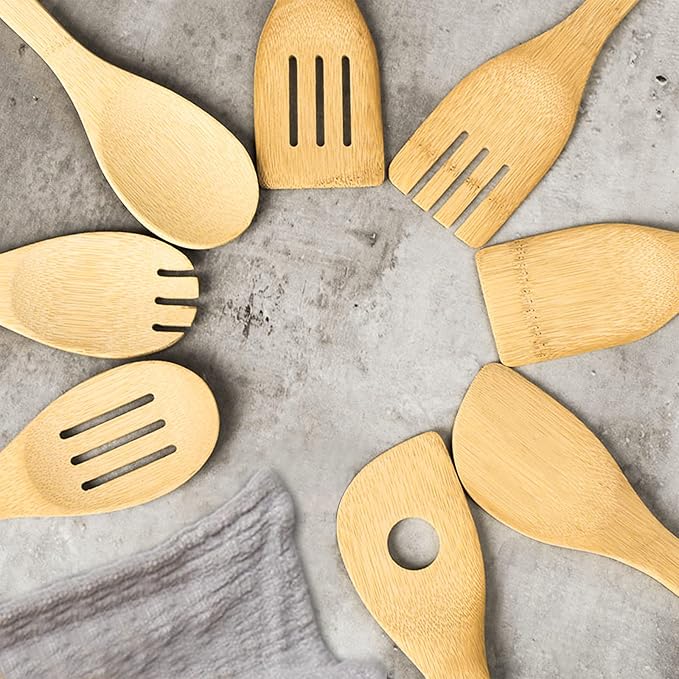DEAYOU 16 PCS Bamboo Kitchen Utensils, Wood Spoons Spatula Set - Image 9