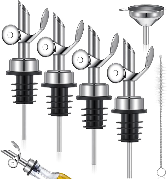 Tioncy 4 Pieces Weighted Stainless Steel Pourers Olive Oil Spout Olive Oil by Tioncy