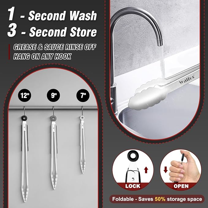 Walfos Stainless Steel Kitchen Tongs - Image 4