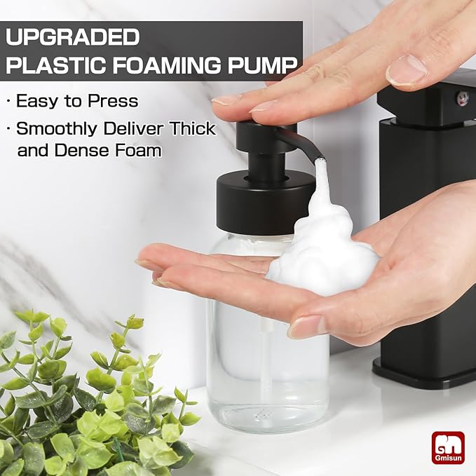 GMISUN Foam Soap Dispenser, 2 Pack 8.5 fl oz / 250 ml Clear Glass Soap Dispenser - Image 2