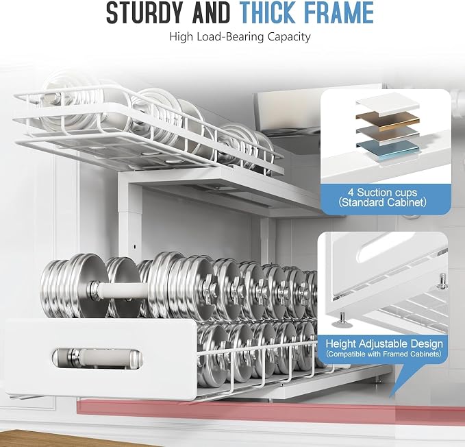 Under Sink Organizer Upgrade To Professional Rails, 2-Tier Dual Pull Out - Image 4