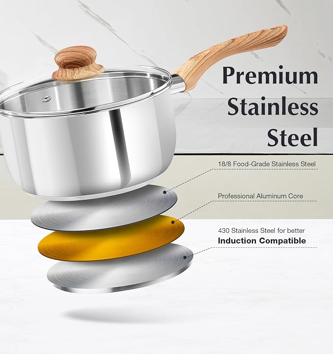 KOCH SYSTEME CS Stainless Steel Saucepan, 3 Quart Sauce Pan - Image 3