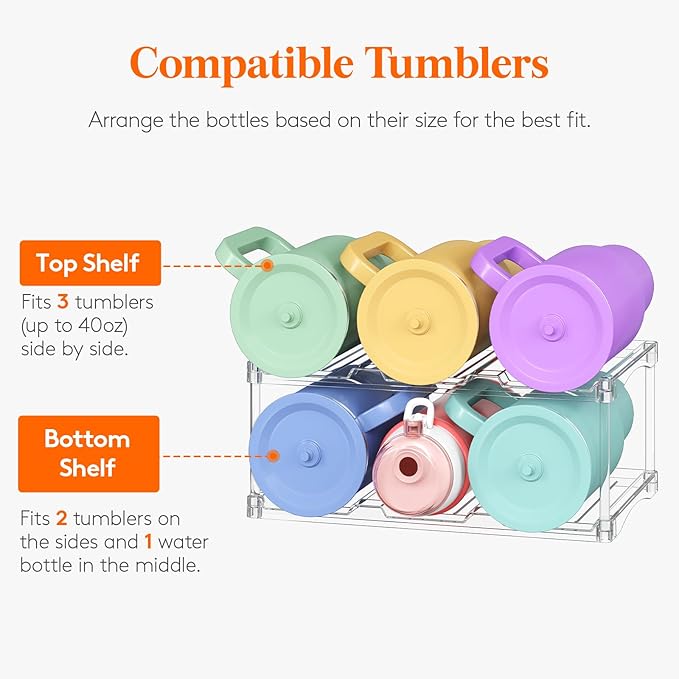 Lifewit Stackable Bottle Storage Organizer, Large Slot Water Bottle Tumbler Cup - Image 4