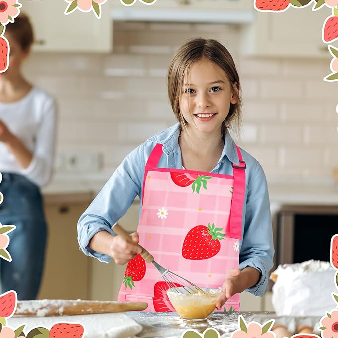 2 Pack Kids Apron, Cute Cooking Aprons, Waterproof Art Apron - Image 6
