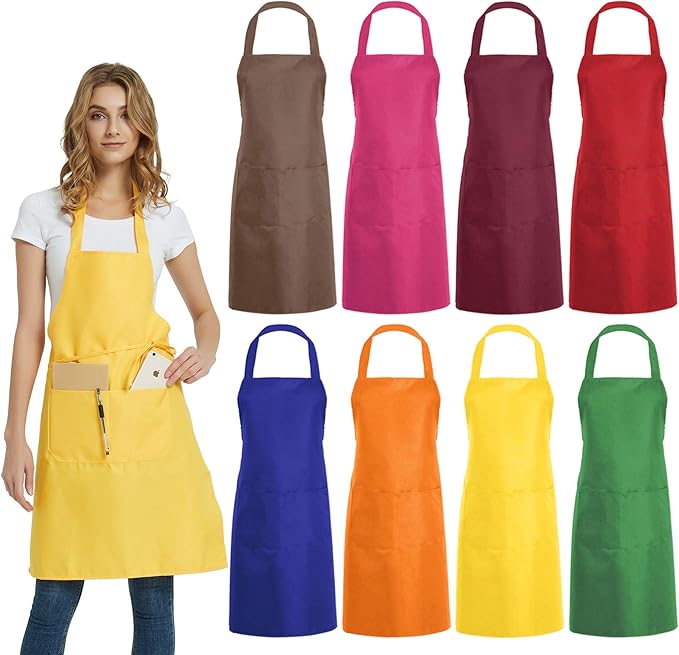 DUSKCOVE 8 PCS Plain Bib Aprons Bulk by DUSKCOVE