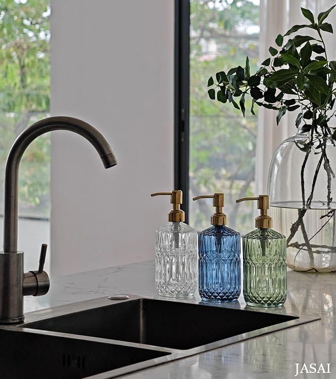 JASAI 18Oz Green Glass Soap Dispenser - Image 7