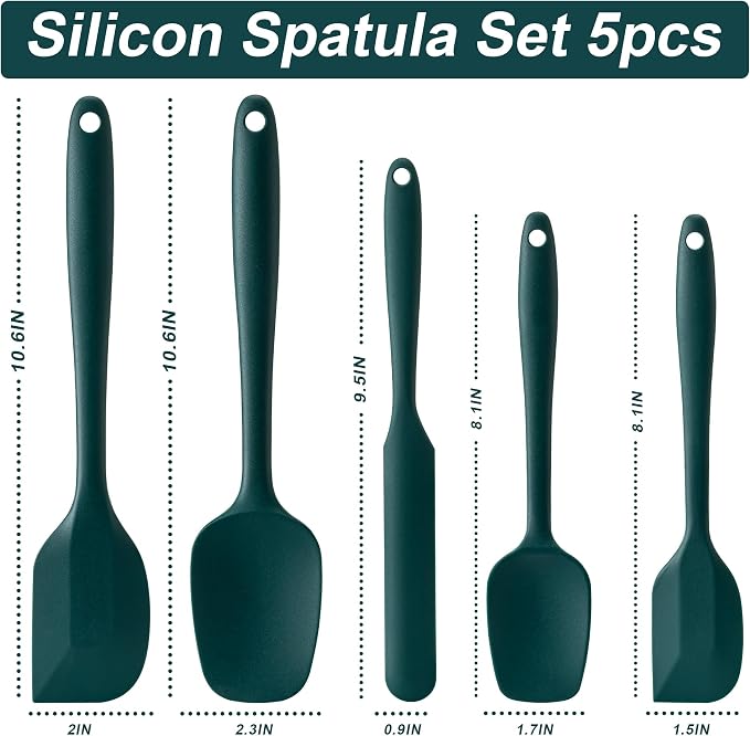 Silicone Spatula Set, 5 Piece Food Grade Rubber Spatulas - Image 2