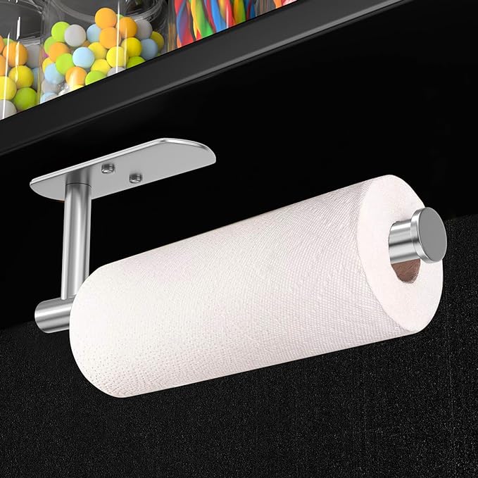 VAEHOLD Adhesive Paper Towel Holder Under Cabinet Mount, Wall Mounted Paper - Image 3