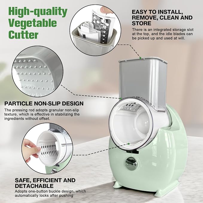 Electric Cheese Grater for Block Cheese - 3 in 1 Rotary Cheese Grater Electric - Image 5