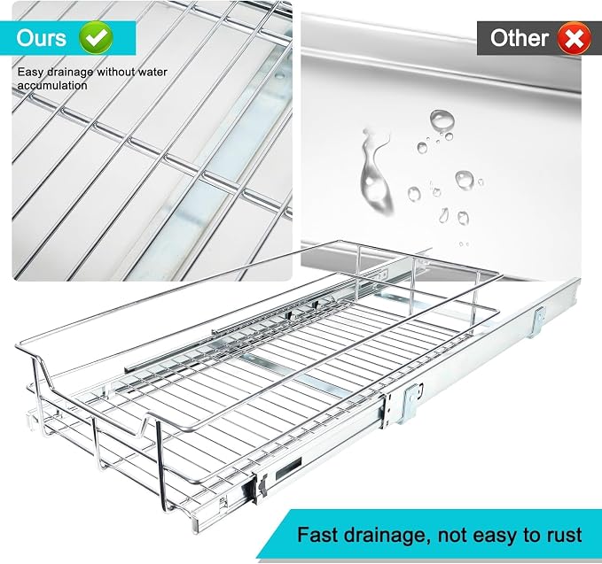 Pull Out Cabinet Organizer 11" W X 17" D, Slide Out Drawers - Image 7
