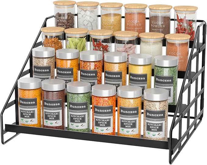 Bunoxea Spice Rack 4 Tier Kitchen Cabinet Organizer, Countertop Spice Rack by Bunoxea