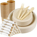 Compostable Disposable Dinnerware Set by Aowutus