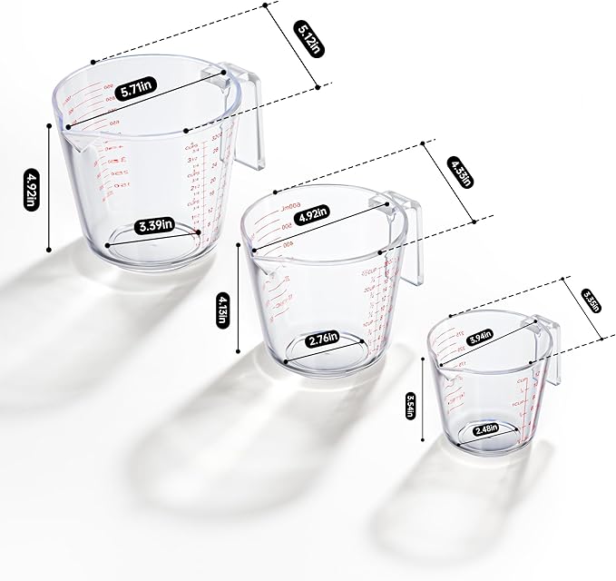 Measuring Cups, Plastic Measuring Cups Set of 3-1000ml, 300ml - Image 2