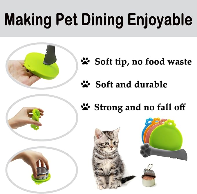Food Can Spoon & Lids, One Multi-Functional Opener Spatula, Cute Paw Shape Spoon - Image 4