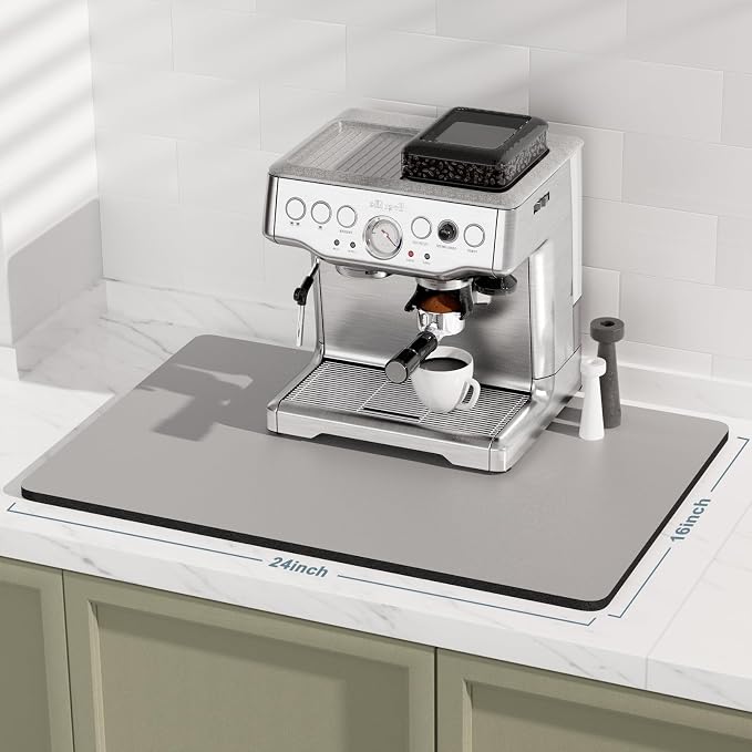 Rnivvi Coffee Mat, Hide Stain Rubber Backed Absorbent Dish Drying Pad - Image 2