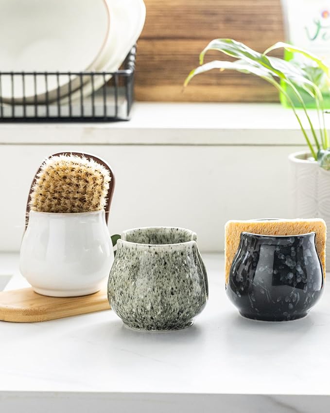 Zoeeker Ceramic Sponge Holder, Kitchen Sponge Holder Sink Caddy Organizer Dish - Image 6