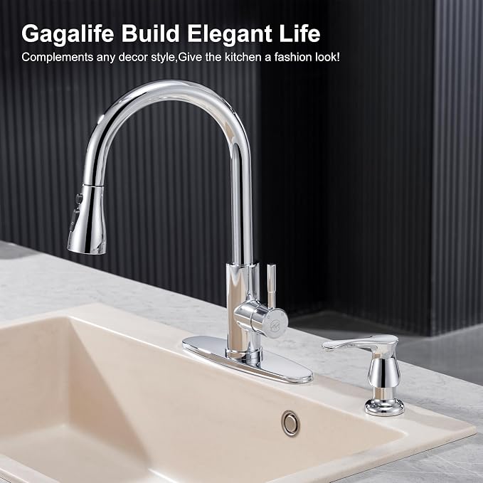 GAGALIFE Kitchen Sink Soap Dispenser Chrome, Under Sink Soap Dispenser - Image 3