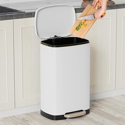 KdbK 13 Gallon Trash Can with Lid, 50L Fingerprint Proof Stainless Steel - Image 2