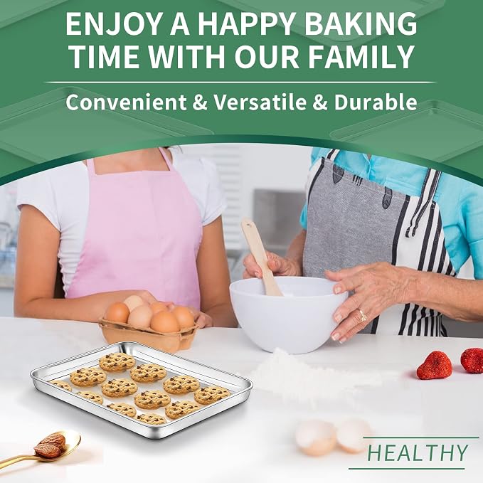 Baking Sheets Set of 2, HKJ Chef Cookie Sheets 2 Pieces Stainless Steel Baking - Image 7