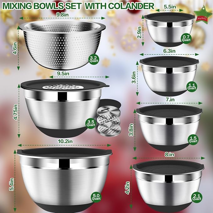 DUTZUN Mixing Bowls with Lids Set - Image 2