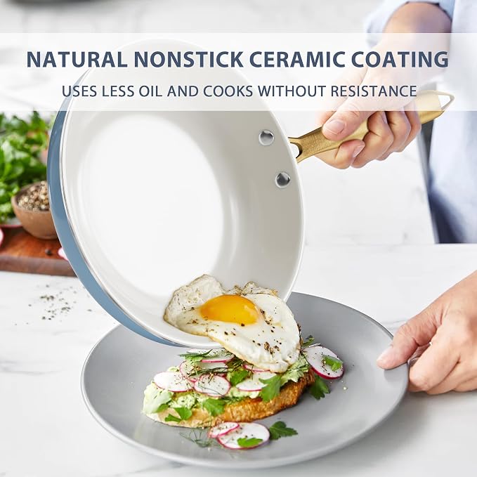 Ceramic Cookware Set, VONIKI 16 Pcs Pots and Pans Set Non Stick, Kitchen - Image 3