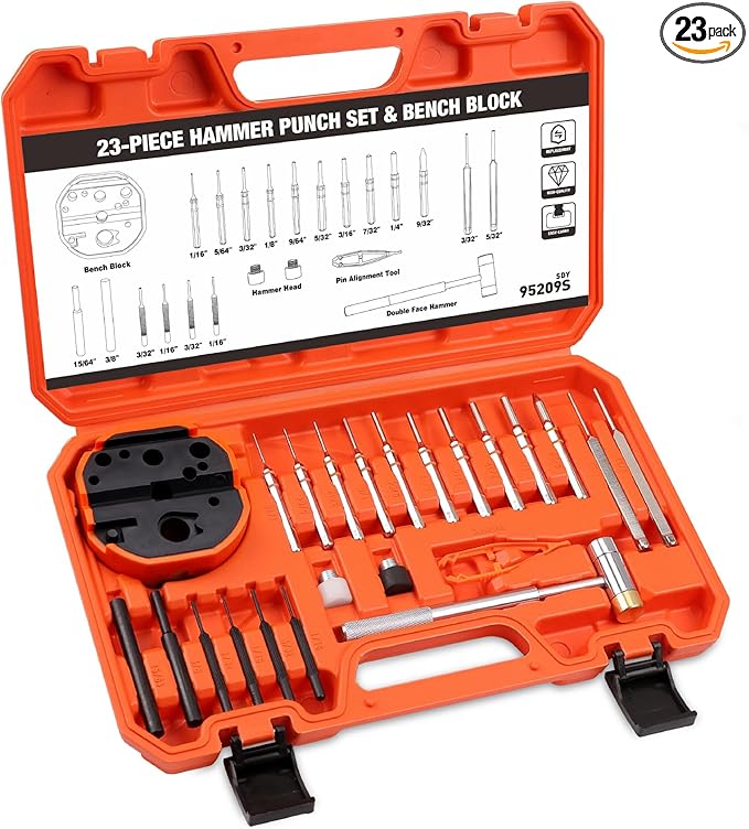 HORUSDY 23-Piece Punch Set Roll Pin Punch Set and Hammer by HORUSDY