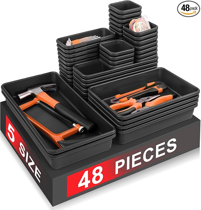 Takytao【48Pcs】【5 Size】Tool Box Organizer, Drawer Tool Organizer Tray Divider Set by ProductPage