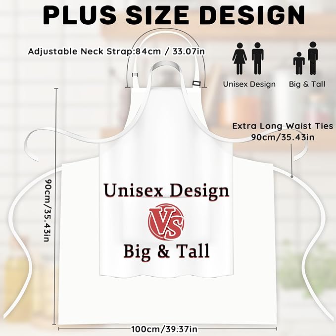 2 Pcs Plus Size Chef Apron, Unisex Professional Apron - Image 3