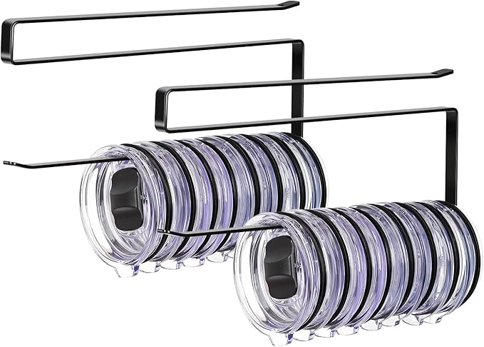 2 Pack Tumbler Lid Organizer, Horizontal Tumbler Lid Storage Hook to Hold Up 20 by JOLENSOY