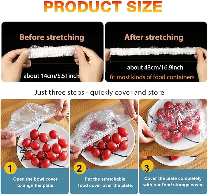 200PCS Plastic Elastic Bowl Covers Reusable, Food Storage Covers - Image 7