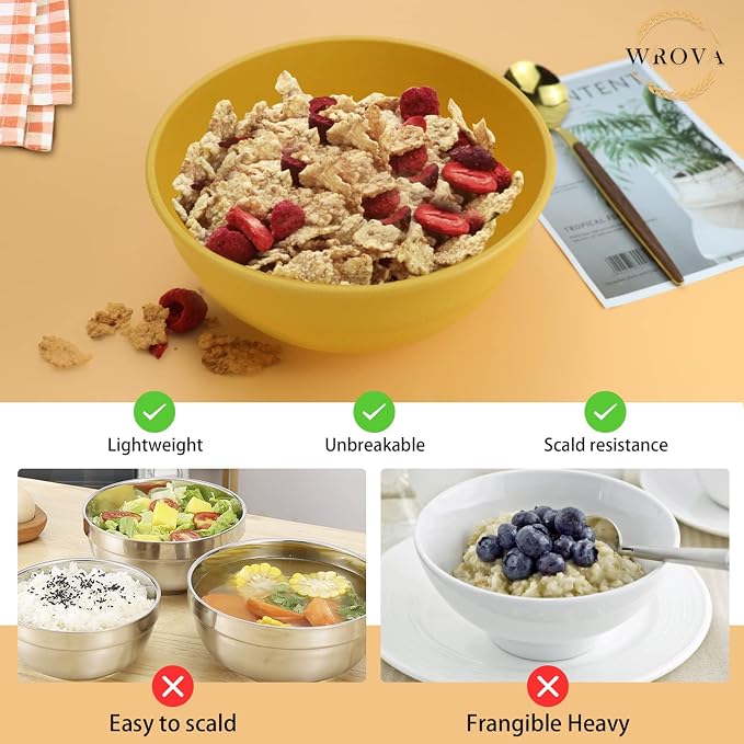 Wheat Straw Bowls Set 60 OZ Unbreakable Large Cereal Bowls Set of 6 Microwave - Image 4