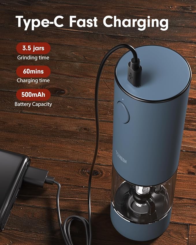 TOMEEM Upgraded Larger Capacity Electric Salt and Pepper Grinder Set - Image 3
