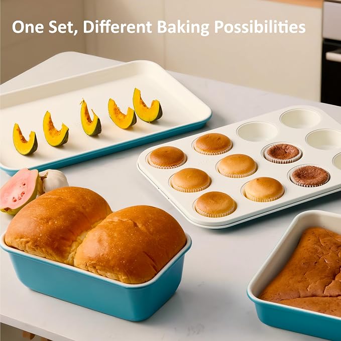 CAROTE 6-Piece Ceramic Baking Pans Set, Aluminized Steel Bakeware Sets - Image 9
