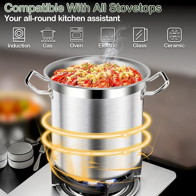 Stainless Steel Stock Pot-24QT Heavy Duty Induction Cooking Pot - Image 2