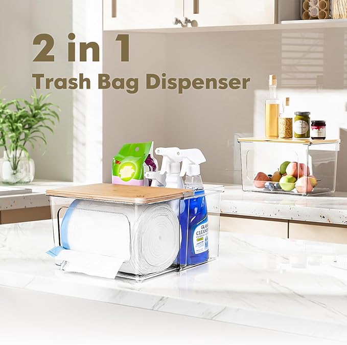iCASA Trash Bag Dispenser Under Sink Organizer, 2-in-1 Acrylic Trash Bags Holder - Image 3