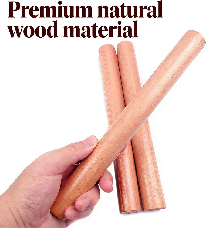 3-Pack 10-Inch Wooden Rolling Pins – Classic 1-Inch Diameter Baking Tools - Image 7