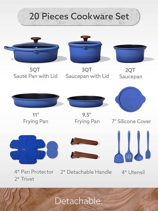 CAROTE 20Pcs Titanium Cookware Set, Pots and Pans Set Non Stick, Kitchen - Image 2