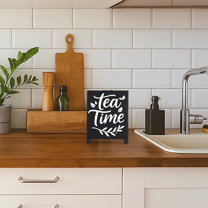Tea Time Coffee Sign for Cafe Teas Bar Decor Signs Tea Coffee Station - Image 5