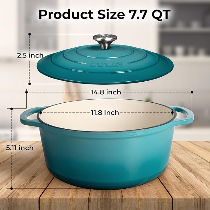 Zulay Kitchen 7.7 Quart Enameled Cast Iron Dutch Oven Pot - Image 8