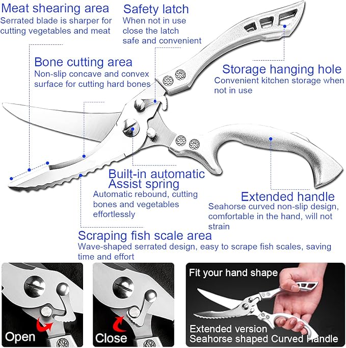 ANDONG Upgrade Heavy Duty Stainless Steel Kitchen Scissors - Image 2