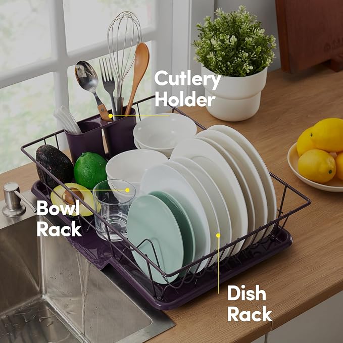 Space-Saving 3-Piece Dish Drainer Rack Set: Efficient Kitchen Organizer - Image 5