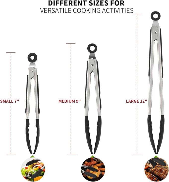 Kitchen Tongs, U-Taste 7/9/12 inches Cooking Tongs, - Image 2