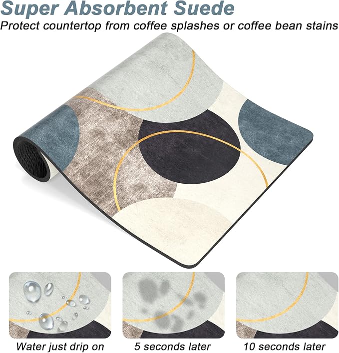 Rnivvi Coffee Mat, Hide Stain Rubber Backed Absorbent Dish Drying Pad - Image 3