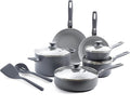 GreenPan Dover Healthy Ceramic Nonstick, 12 Piece Cookware Pots and Pans Set by GreenPan