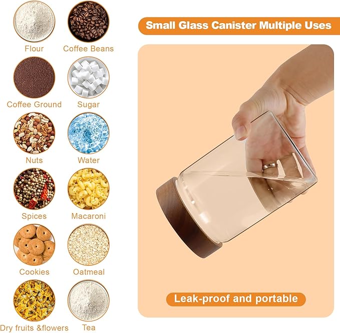 Airtight Glass Jars with Wooden Lid Glass Spice Jar Round Glass Storage Canister - Image 3