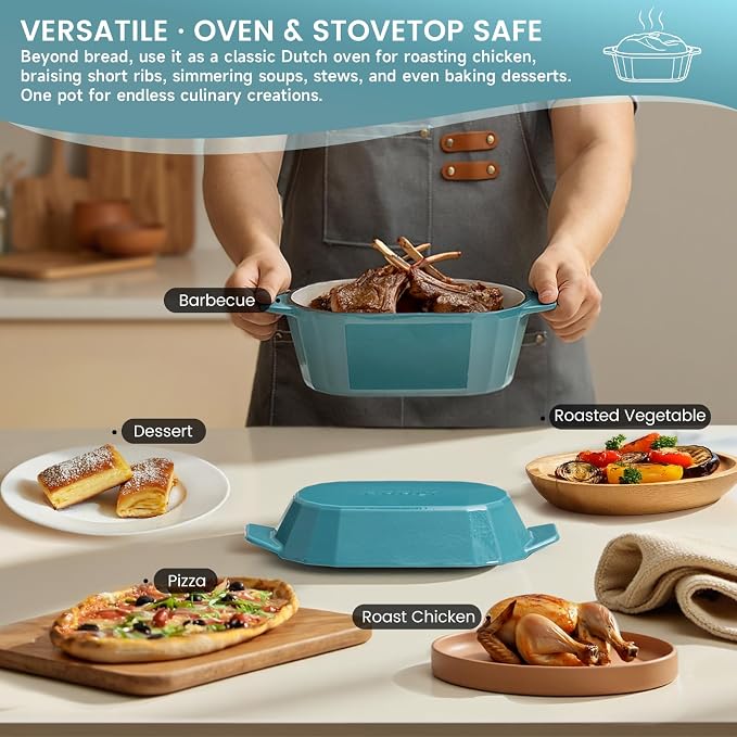 Enameled Cast Iron Dutch Oven for Bread Baking – 3QT Oval Round Heavy Duty - Image 6