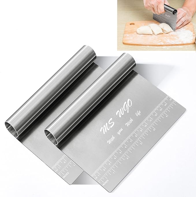 Pro Dough Pastry Scraper/Cutter/Chopper Stainless Steel Mirror Polished by MSWGO